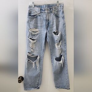 R13 Light Blue Distressed Men’s Jeans - Classic Ripped Denim, Size 25.